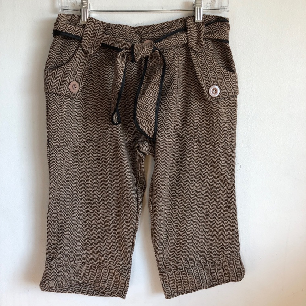 Neslay Paris Brown Tweed Herringbone City Shorts M
